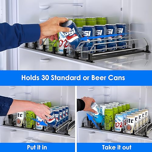 Miniatura 4 de Organizador de bebidas para nevera, organizador de latas de refrescos con dispensador ajustable de refrescos autoempujables para refrigerador (6