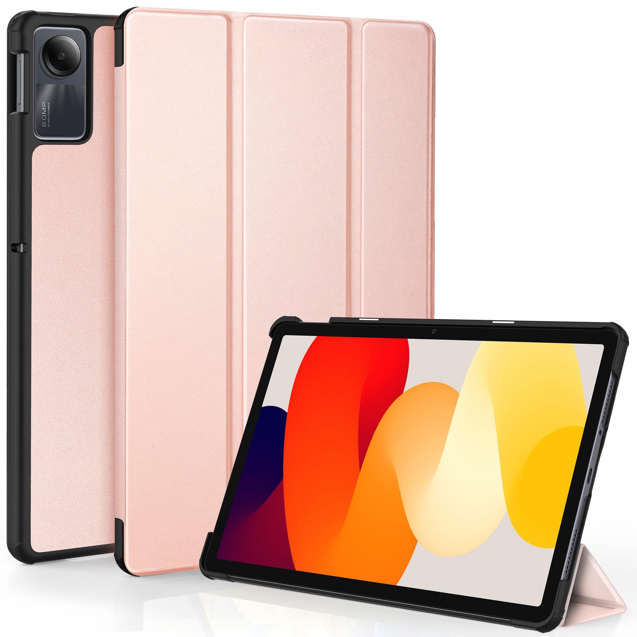 EasyAcc Hülle Kompatibel mit Xiaomi Redmi Pad SE 2023 11 Zoll Tablet, Schmaler Ständer Schutzhülle für Redmi Pad SE 2023, Roségold