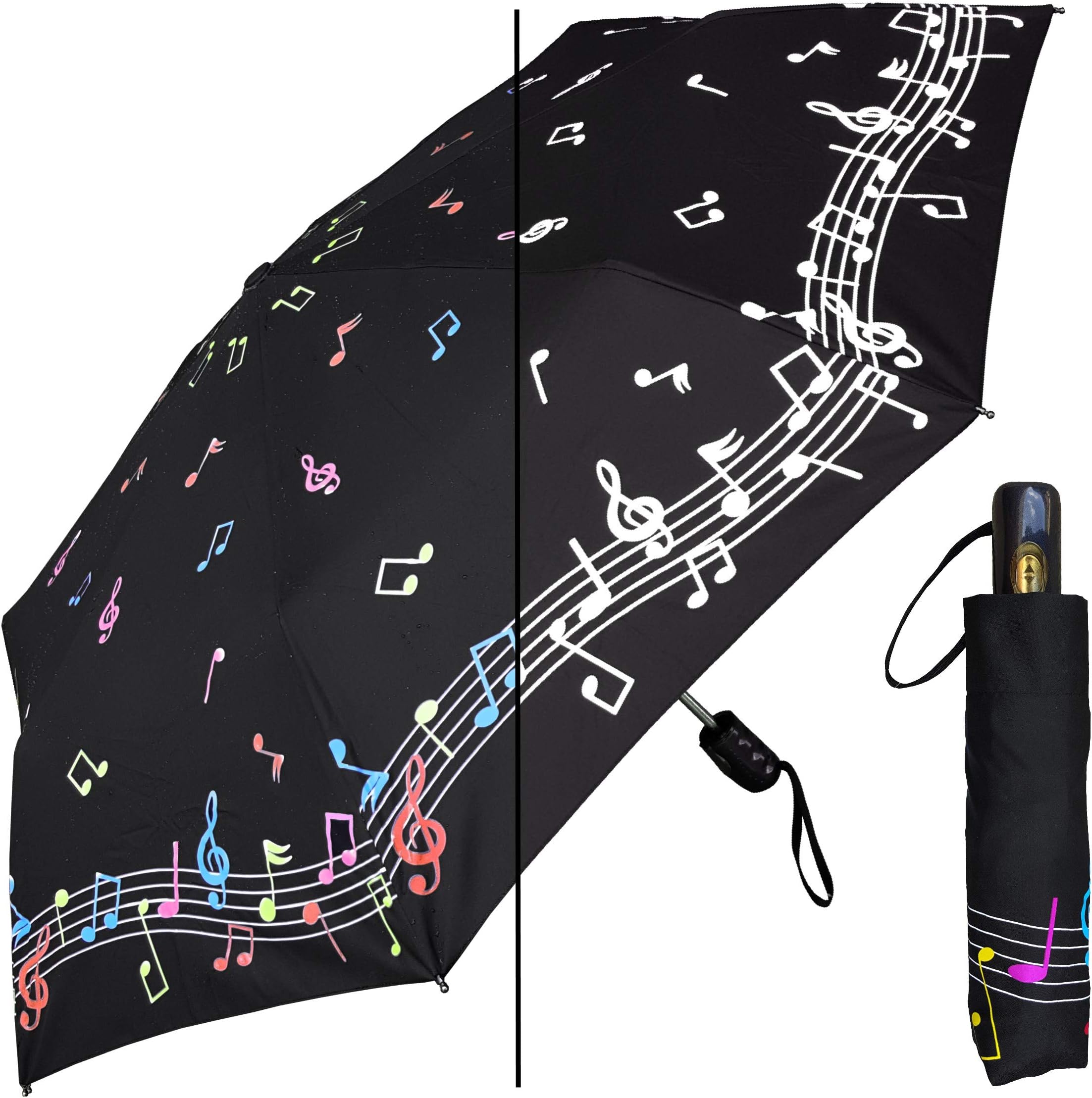 RainStoppers 44" Auto/Auto Color-Changing Music Print Super Mini Umbrella
