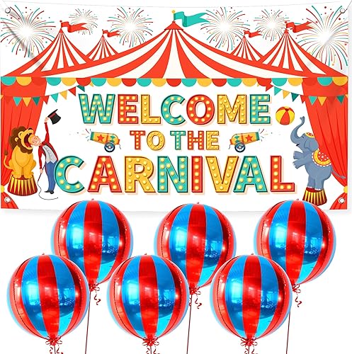 Cartel de bienvenida al carnaval extragrande con globo de carnaval - 72 x 44 pulgadas  Decoraciones de carnaval, decoraciones de fiesta temática de