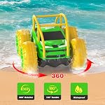Voitures de télécommande à recharge directe rapide pour enfants, voitures amphibies Rc avec LED Lumières 360° Roulement de voitures 2.4Ghz 15km/h 4WD Tous terrains RC Camions pour garçons filles âgées 3+