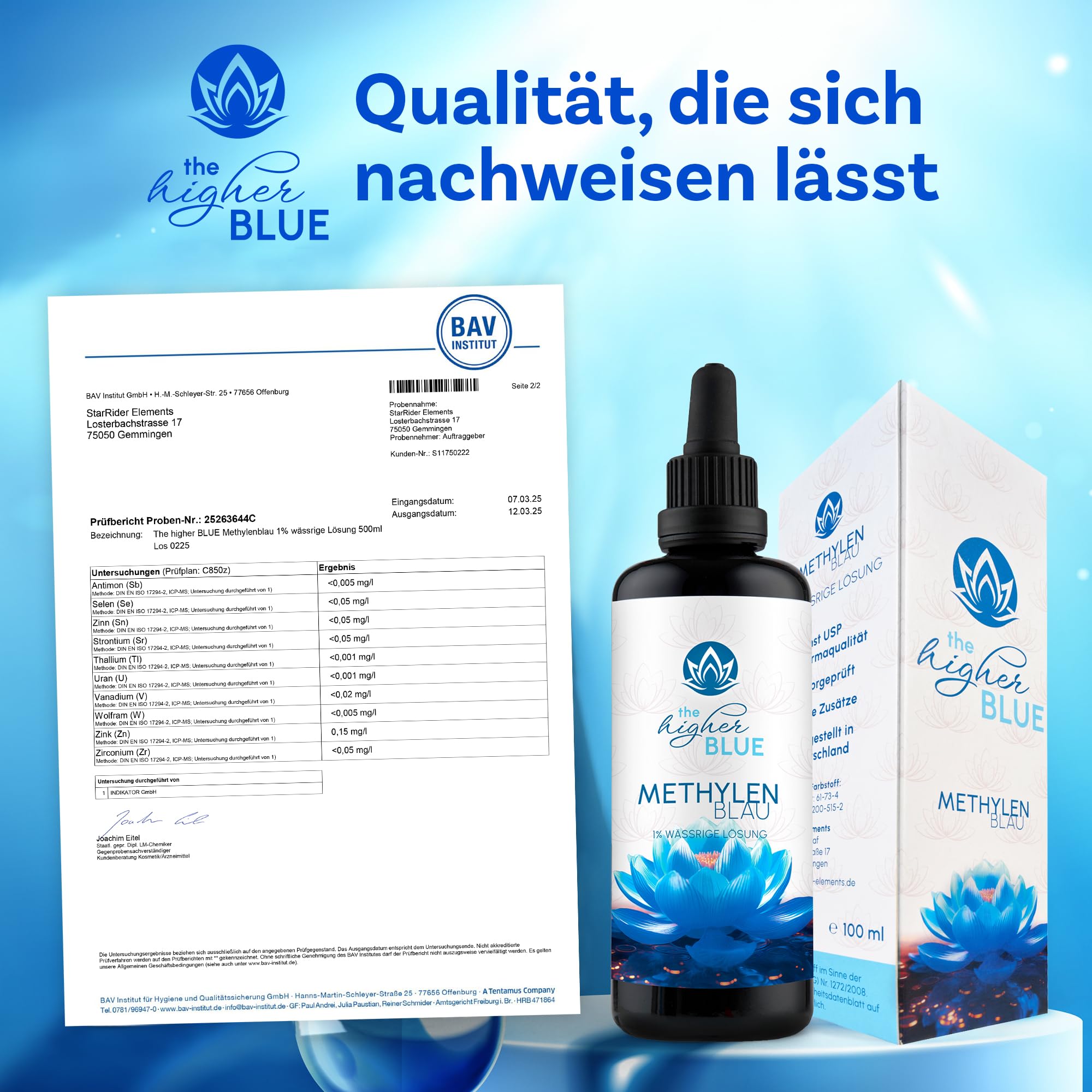 Methylenblau 1% Lösung 5 Liter Kanister | Höchste Reinheit >99,9% | Ph. Eur. Reinstoff | frei von Schwermetallen | Hergestellt und Laborgeprüft in Deutschland