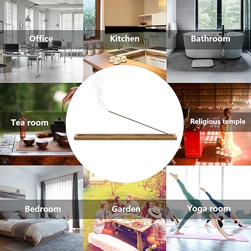 Miniatura 2 de 2 piezas de incienso de bambú natural soporte para el hogar quemador de incienso con colector de cenizas