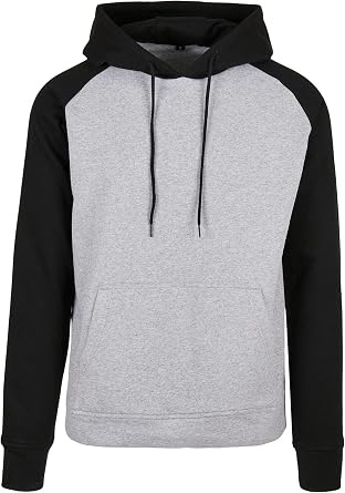 Build Your Brand Mens Basic Raglan Hoodie Sweatshirt