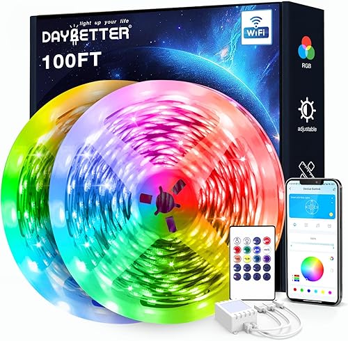 Miniatura 1 de DAYBETTER Tira de luces LED inteligentes, tira de luz LED WiFi de 100 pies, funciona con Alexa y Google Assistant, aplicación de voz, control