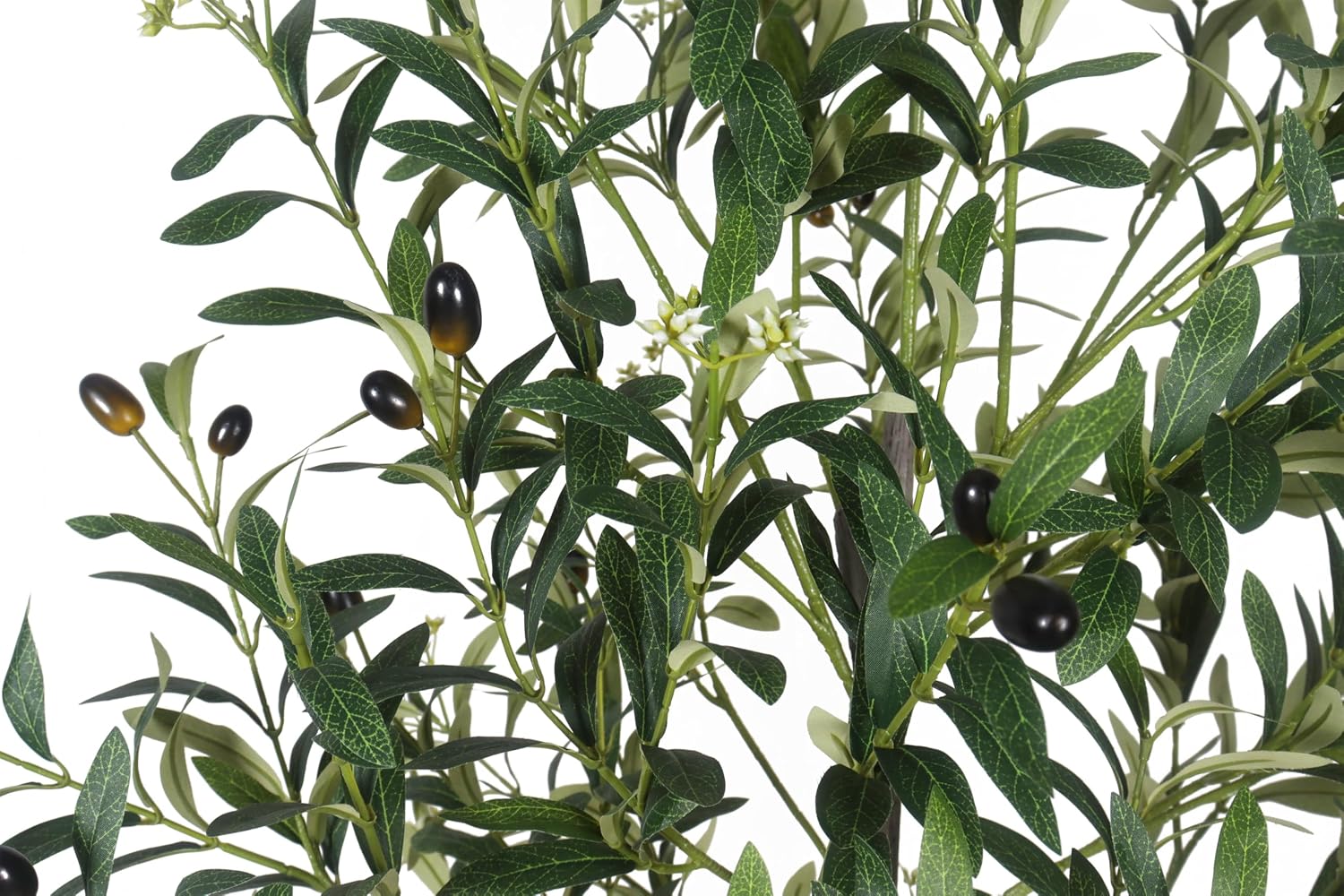 A 6-Foot Tall Artificial Indoor Olive Tree with Realistic Olive Fruits and Buds with Black pots, Suitable for Home Offices and Home Decor Gifts (Including Woven Baskets)
