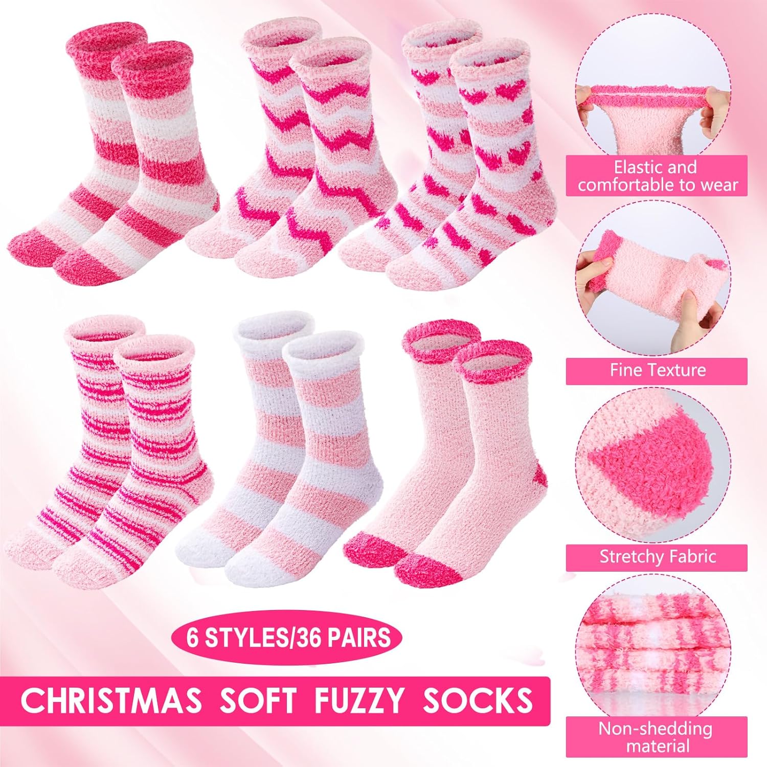 36 Pcs Fuzzy Cupcake Socks Women DIY Fuzzy Socks with Gift Box and Cards Holiday Presents - Image 4