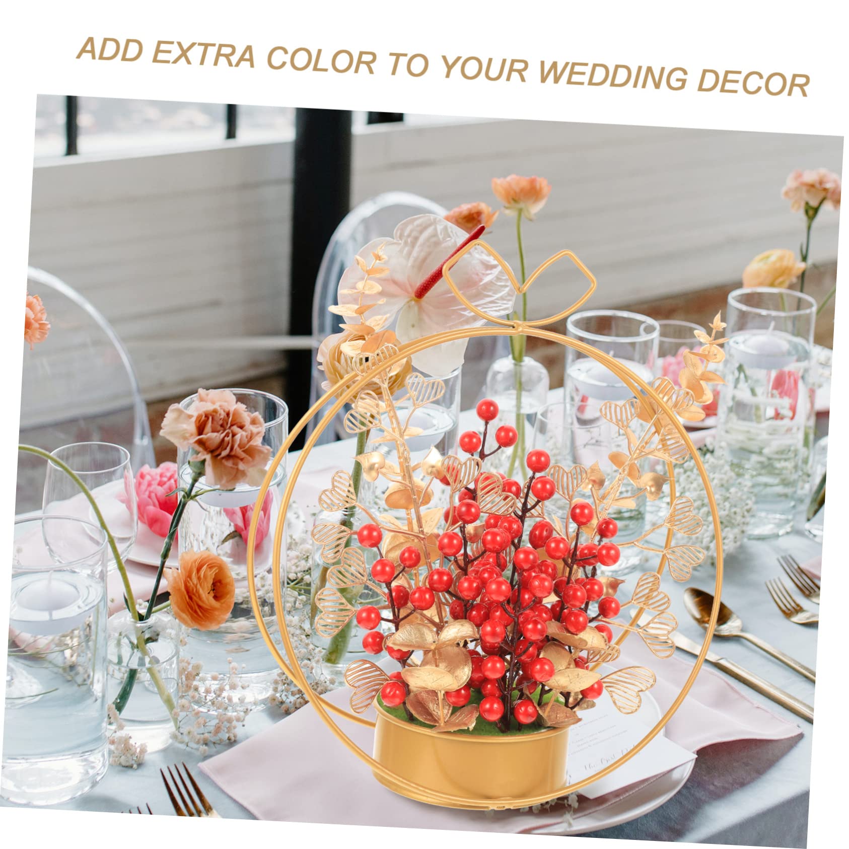GALPADA Cesto di Fiori Finto Bacche Rosse Decorazione da Tavolo per Matrimoni Ornamento per Fest Matrimonio Decorazione per Tavoli da Pranzo per Decorazioni Nuziali Casa