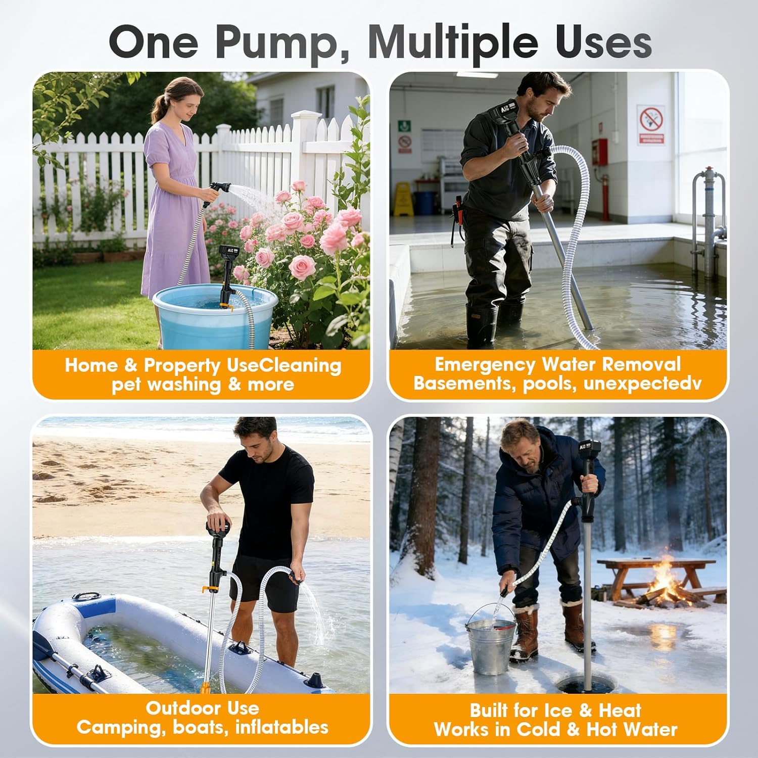 Cordless Stick Water Transfer Pump: 770 GPH 32 Ft Head with 21V 2×4.0Ah Batteries Water Pump - 3-Section Removable Portable and Lightweight with 16.5Ft Hose for Garden Pond Pool Emergency Drainage