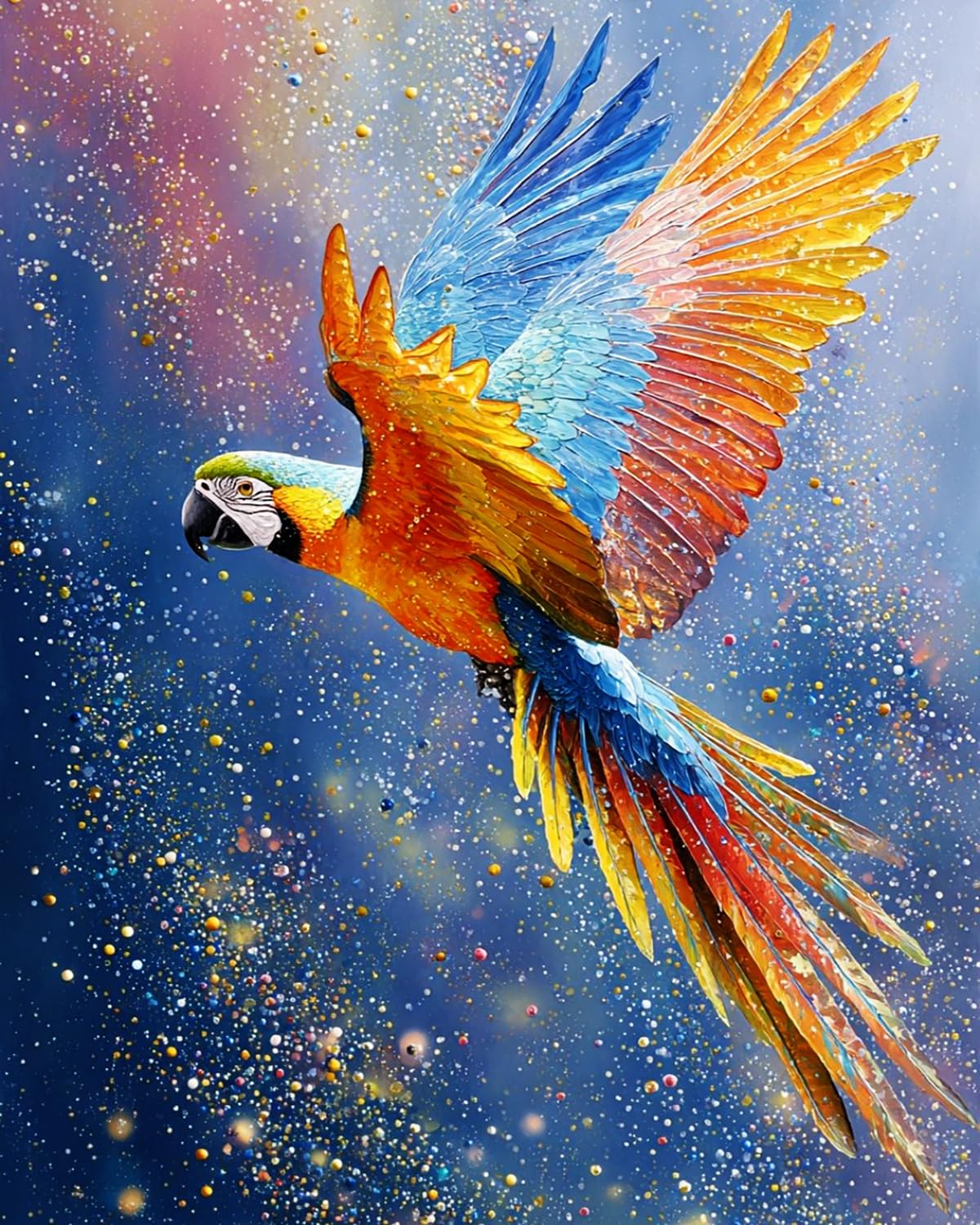 Liubaishi Multicolour Paint By Numbers For Adults, Colourful Flying Macaw Parrot, 40X50 Cm Acrylic Canvas Painting Kit