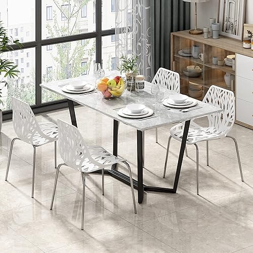Miniatura 2 de Sandinrayli - Juego de 4 sillas de comedor laterales blancas de 307 pulgadas de altura para comedor sala de espera cocina sala de estar