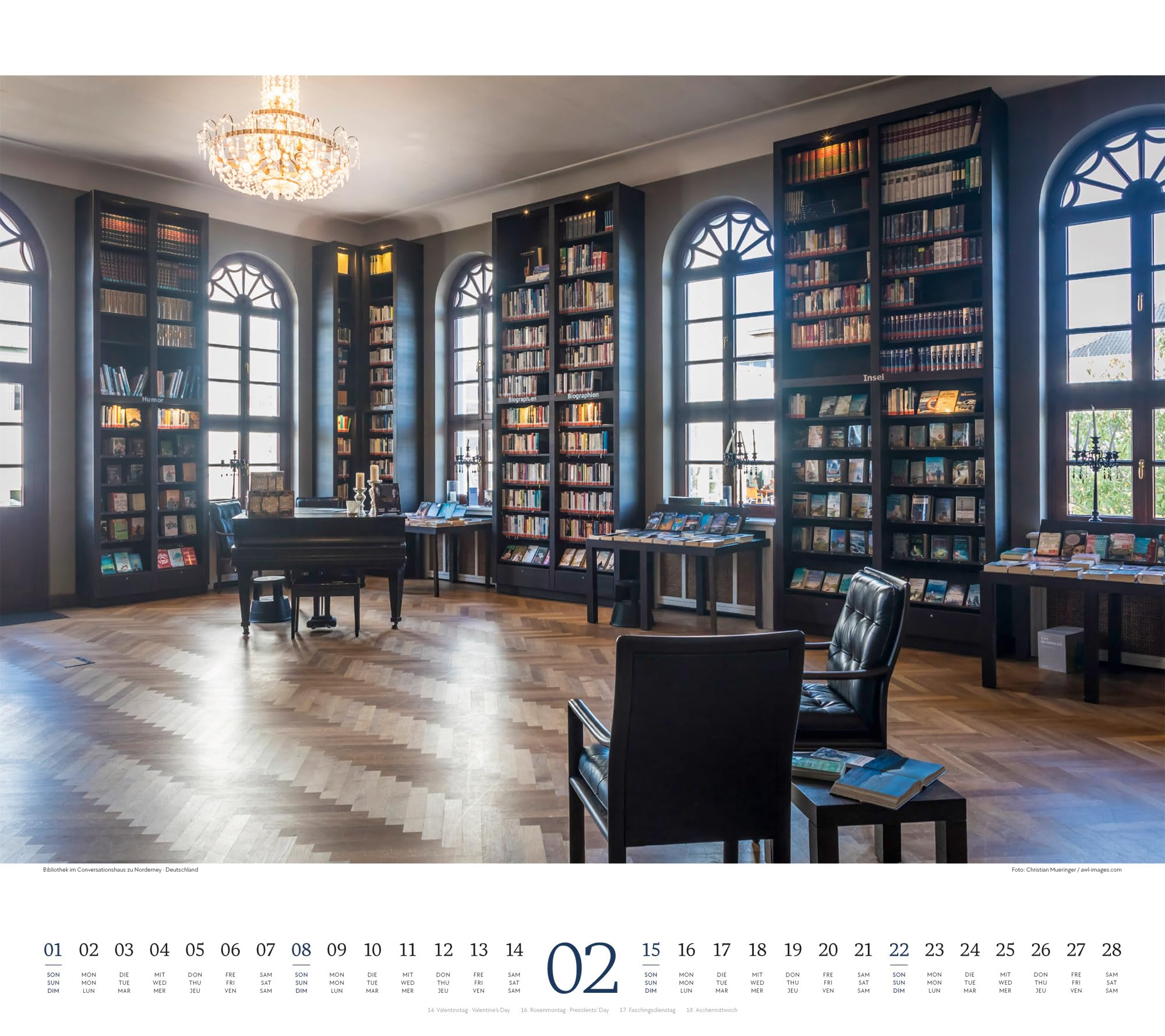 Welt der Bücher Kalender 2026 | Bildgewaltiger Bibliotheken-Kalender im großen Querformat (54x48 cm) | Eindrucksvolle Architektur von Büchereien