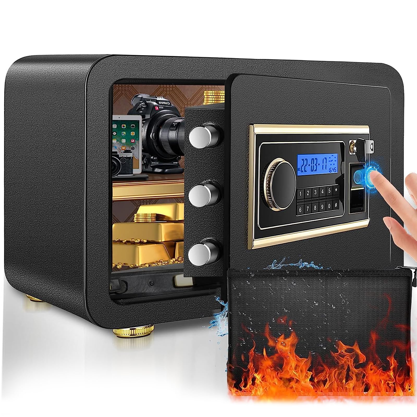 Riddost 1.2 Cub Biometric Fireproof Home Safe Box, QuickAccess