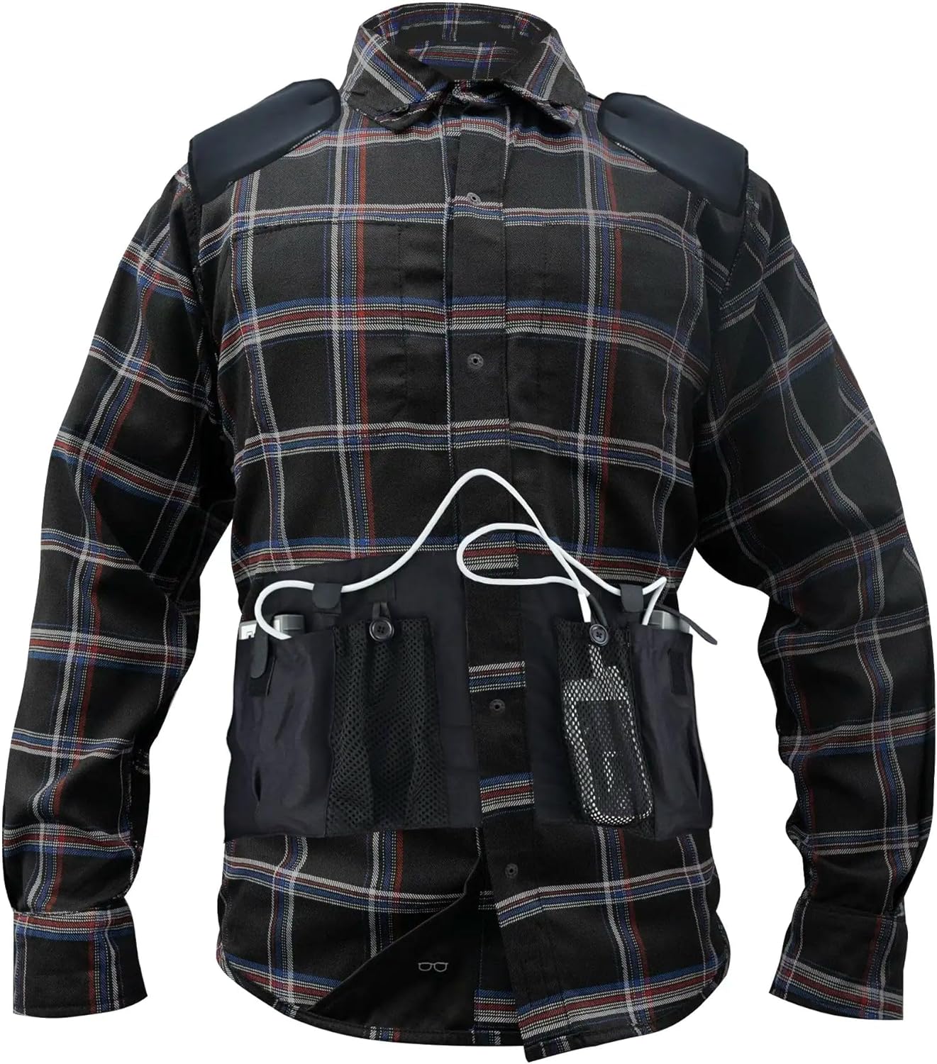 LVAD Men’s Flannel Shirt – HeartMate 3 Gear, Adjustable & Breathable with Battery Controller Pockets – Comfortable & Durable