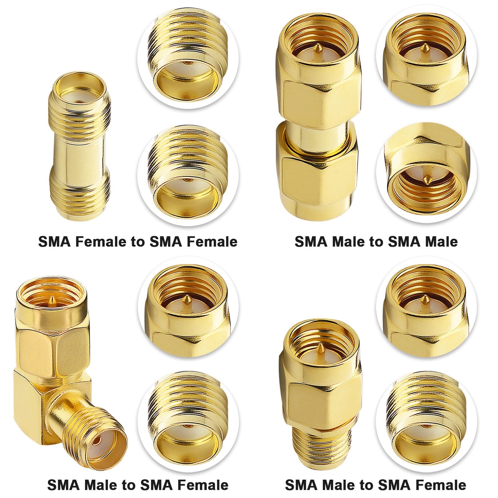 Kit De 4 Adaptateurs SMA Mâle/femelle - Connecteur Coaxial Pour Antennes 2G/3G/4G | Extension Routeur Et Radio RF