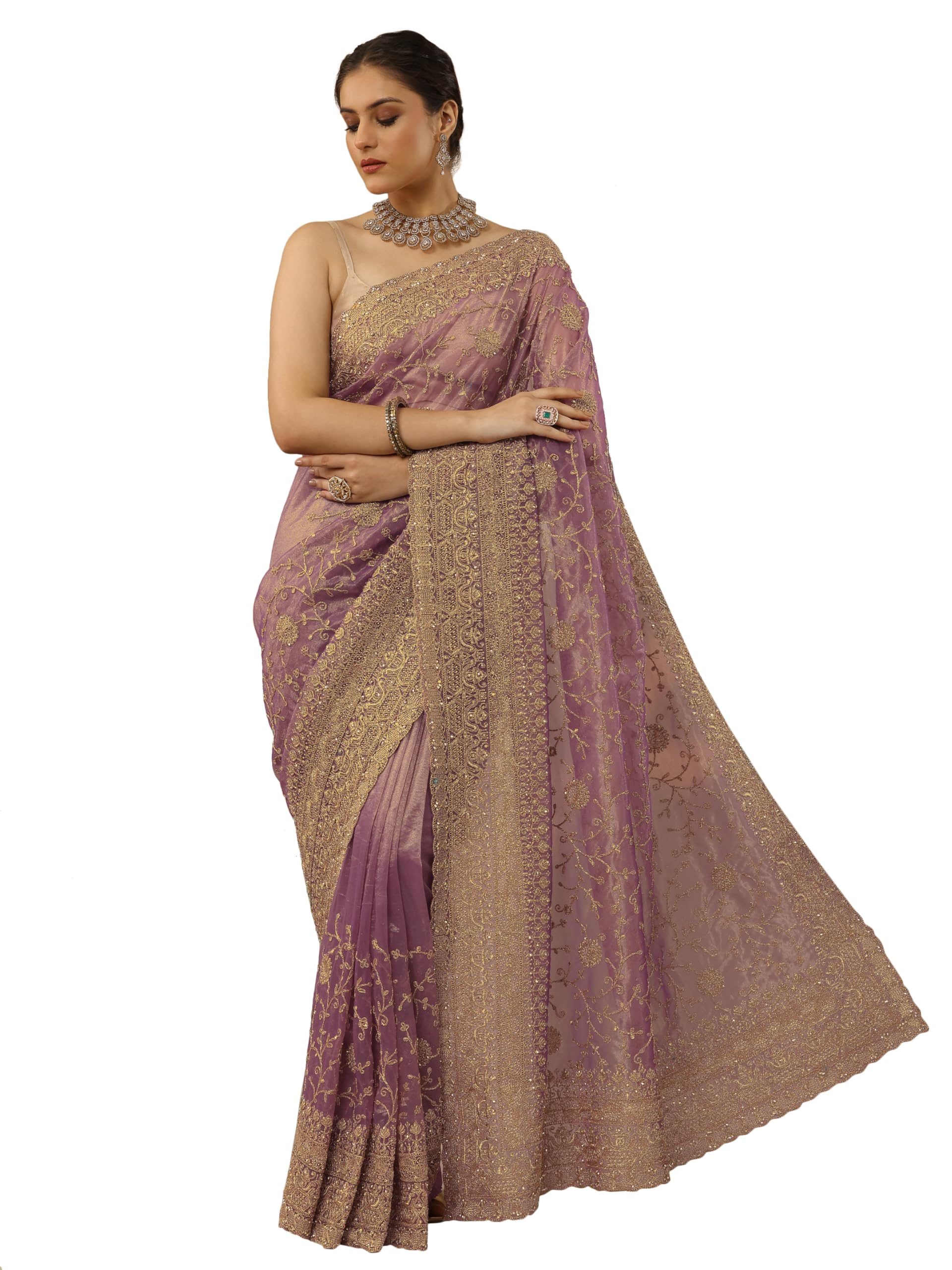 Embroidered Net Sarees For Women (92023PR)-image-15