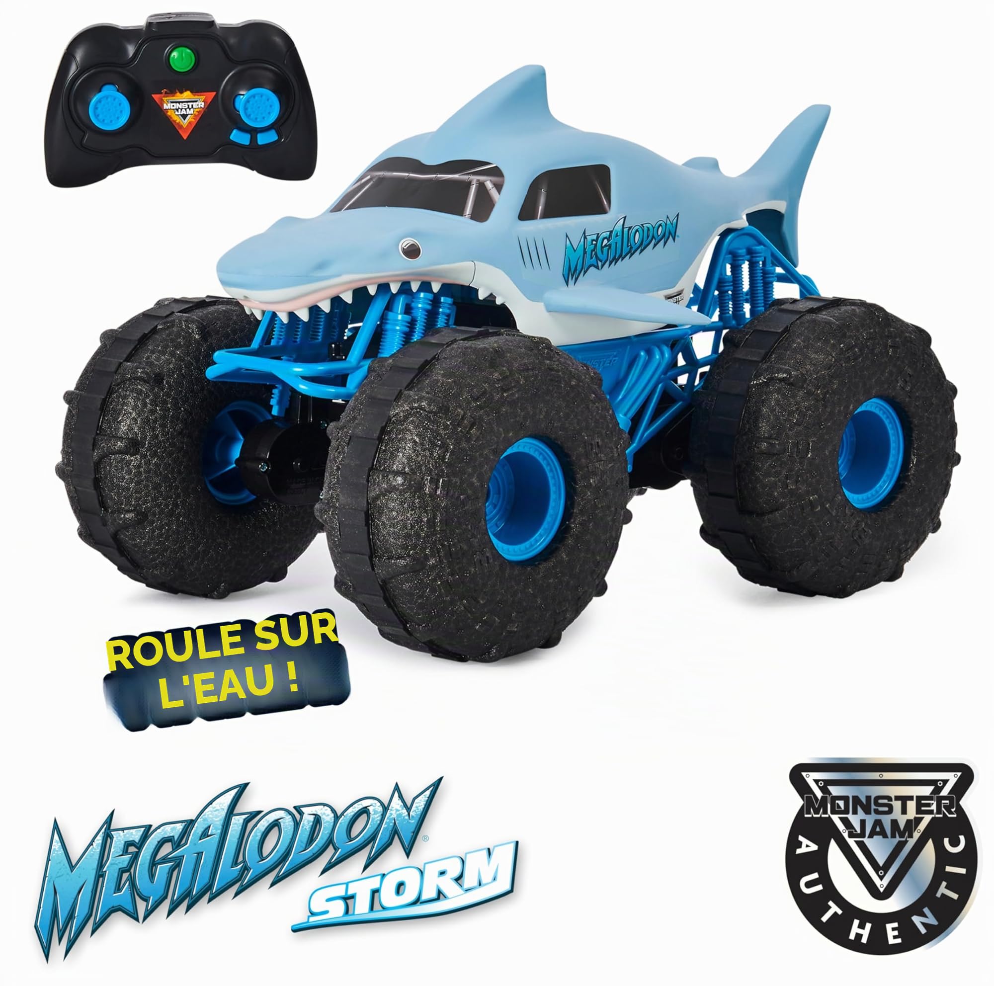 Monster Jam - Véhicule RC Megalodon Storm - Voiture Radiocommandée Monster Truck - Echelle 1:15 - Jeu Jouet - Voiture Enfant - Jouet Enfant 4 Ans et +