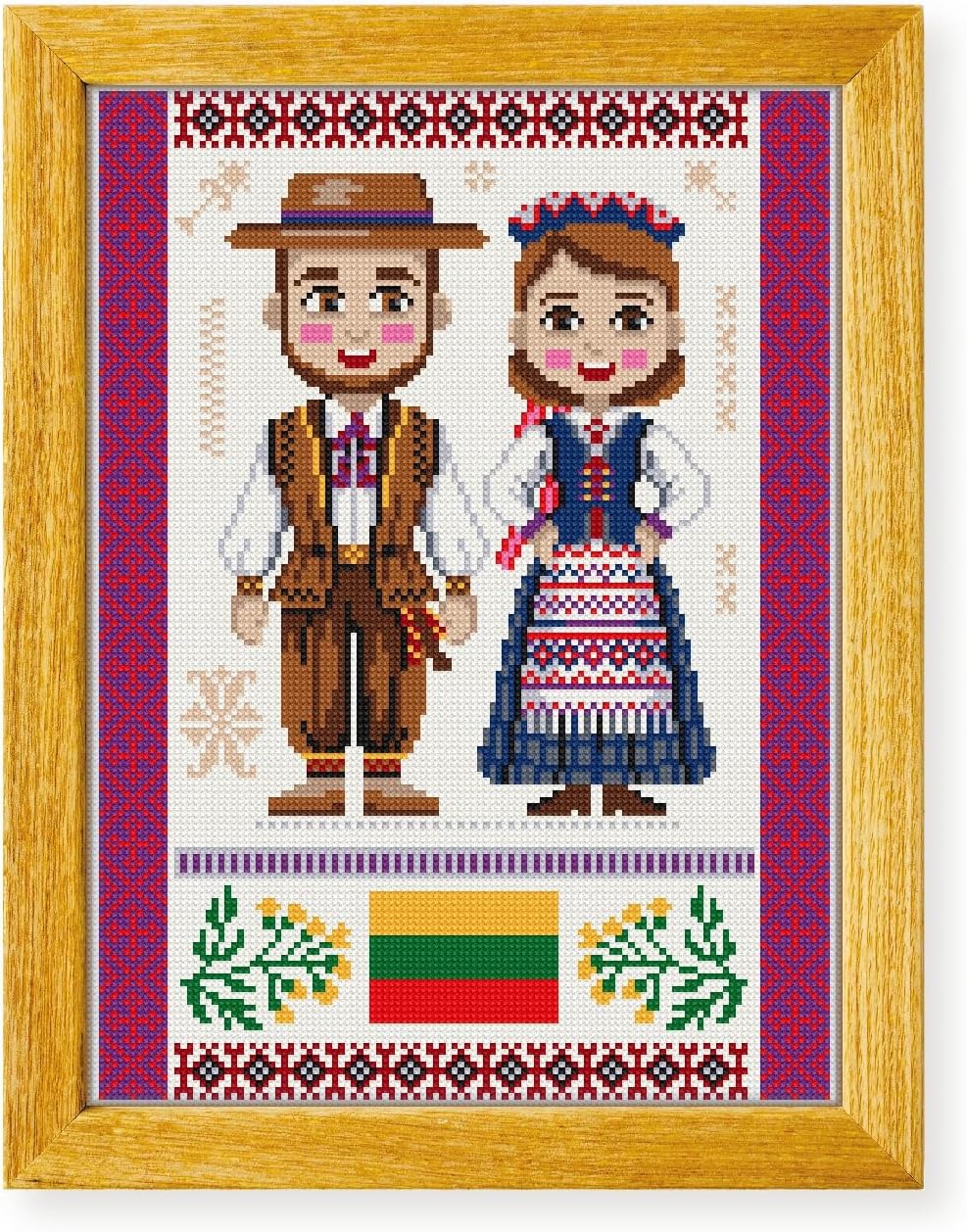 Awesome Pattern Studio Traditional Lithuanian Clothing DS2441, Diamond Painting Kit, Diamond Art Kits for Adults, Full Drill 5D Diamond Dots Kits. All Items Included.