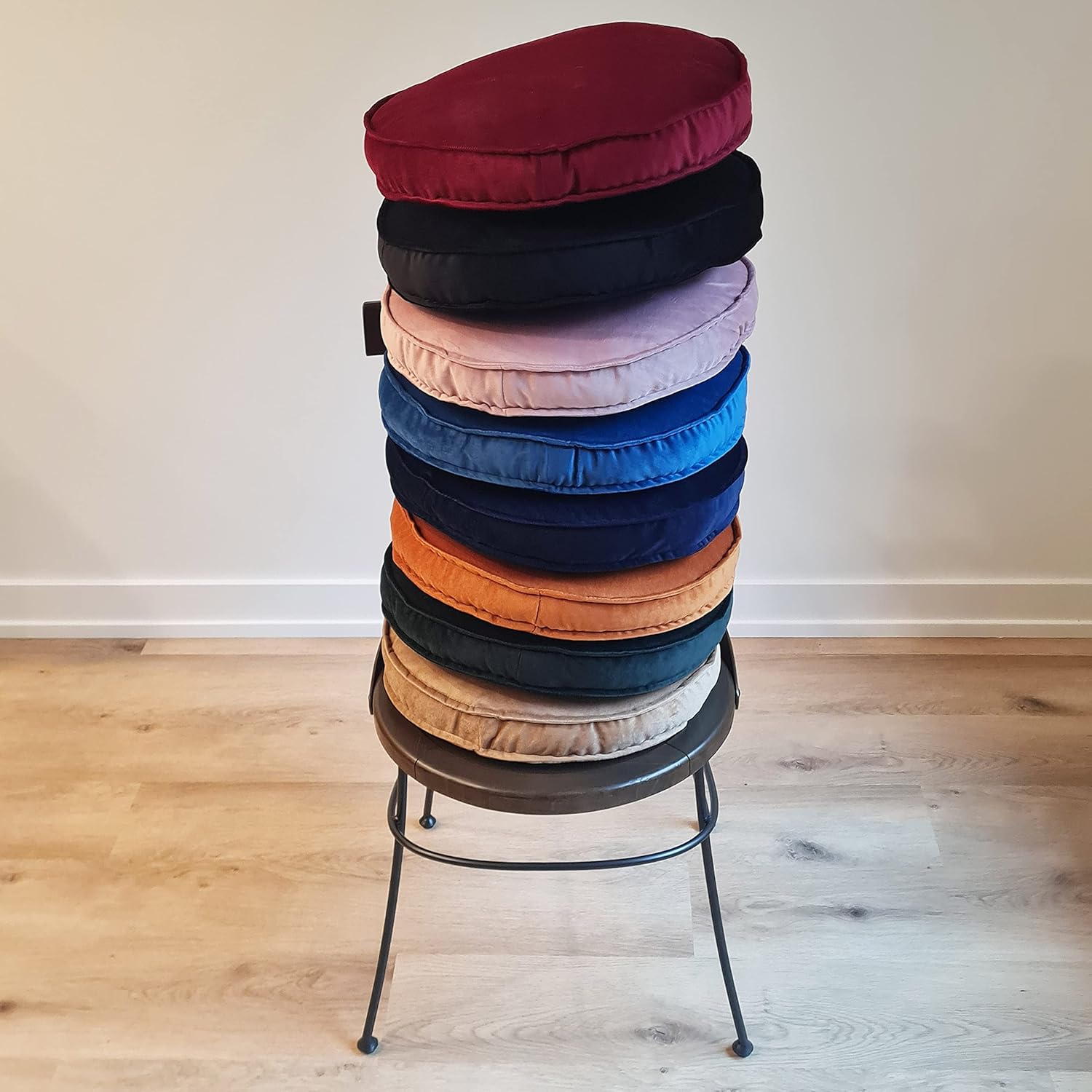 16 in Round 3 in Thick Plush Velvet Chair Pad Seat Cushion with Handle for Bar Stool/Kitchen/Dining Room Chair/Stadium Seat/Portable (Dusty Rose, 2)