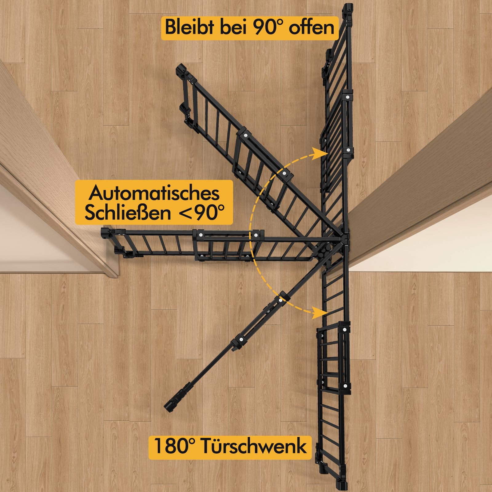 derimkcoa extra breites Treppenschutzgitter von derimkcoa, 74 cm hoch, Sicherheitsgitter für Kinder und Haustiere verstellbare Breite von 67–109 cm, Schwarz