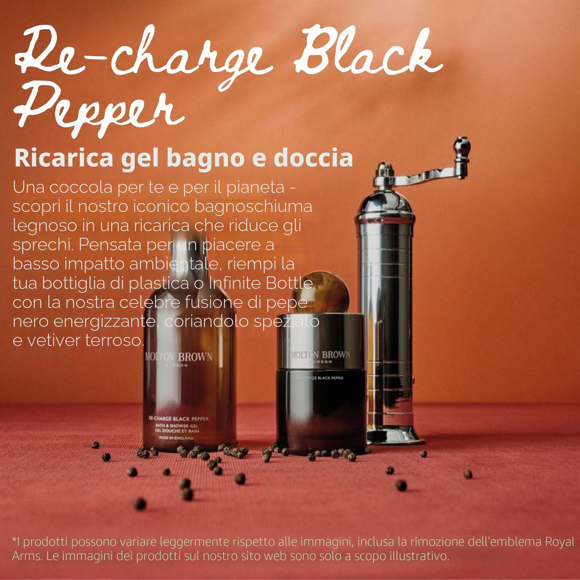 Molton Brown Re-charge Black Pepper - Gel doccia ricaricabile, 400 ml