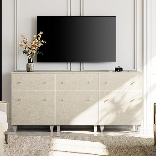 Miniatura 24 de WAMPAT Armarios de soporte de TV para pantalla plana de 55 pulgadas, centro de entretenimiento de madera Highboy 2 en 1 con 2 cajones y puertas,