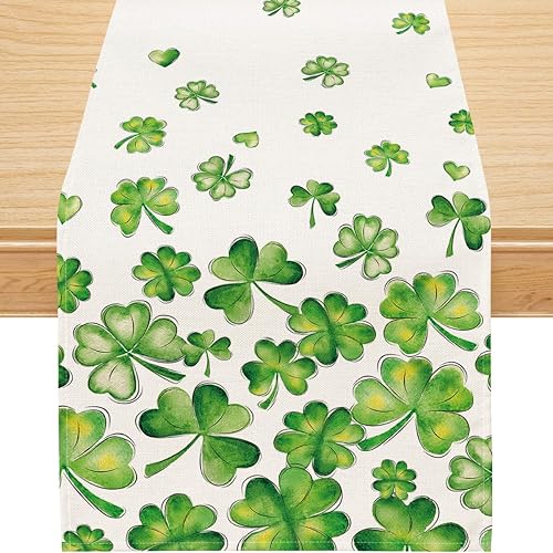 Miniatura 6 de Siilues Camino de mesa del día de San Patricio decoraciones del día de San Patricio trébol decoración de mesa de primavera para fiesta del día de