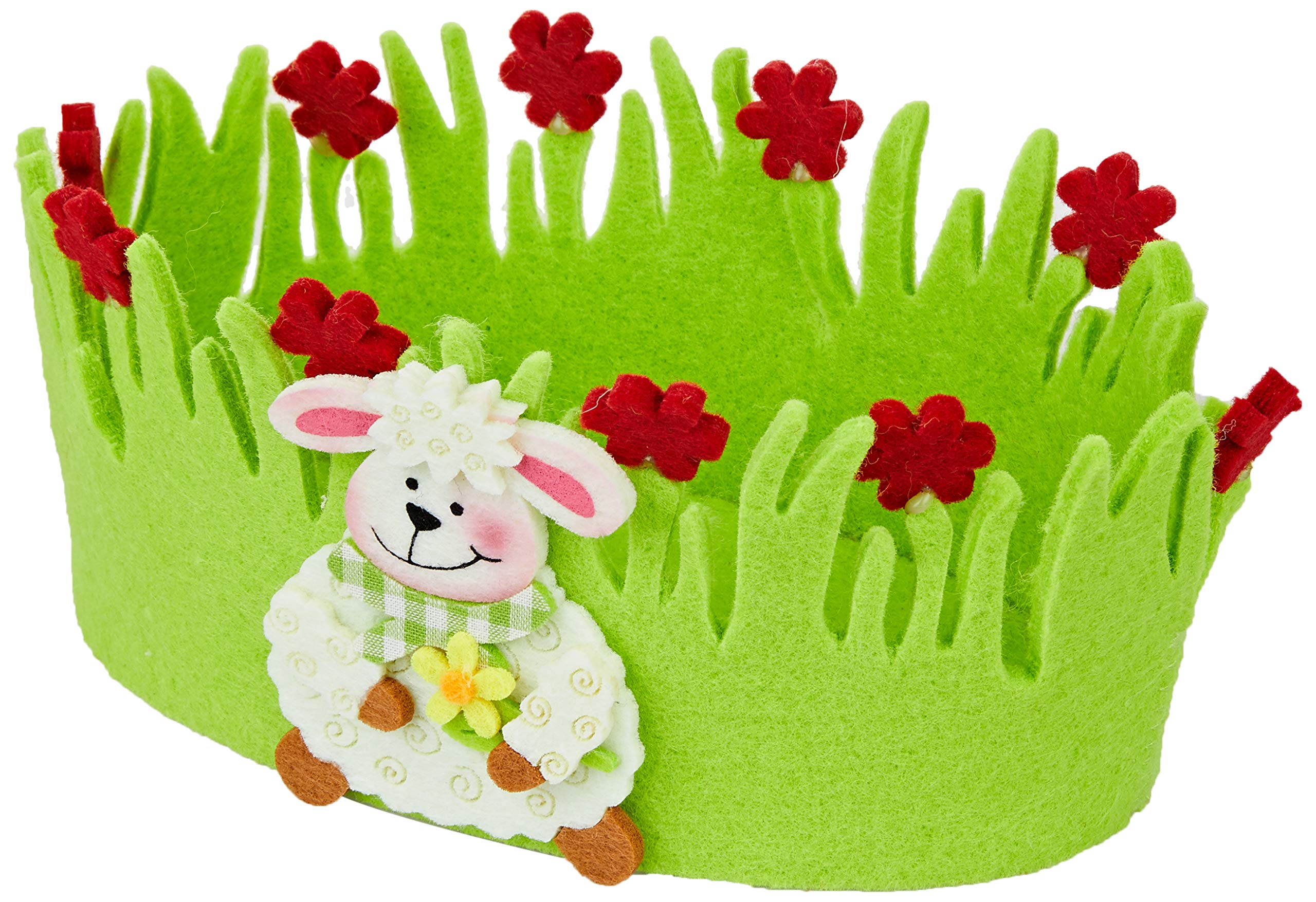 Mopec Oval Basket Red Flowers and Sheep Large 18.5x8.5x11cm, Multicoloured, One Size