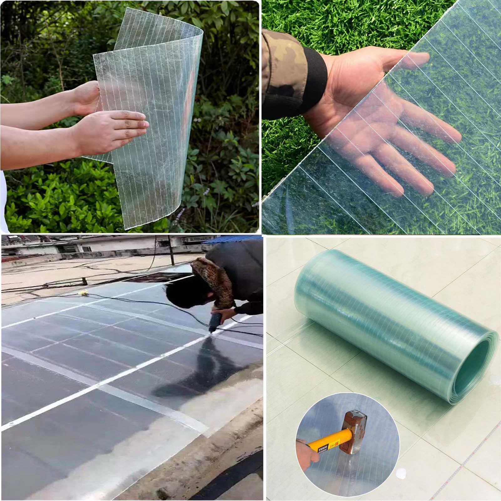 Plaque en Polycarbonate pour Serre,Feuille en Fibre de Verre 0,8mm Panneaux Durable Transparents,Couverture de Toit Isolante Anti-Pluie,pour Jardin Garage Hangar Auvent (0.6m x 20m)