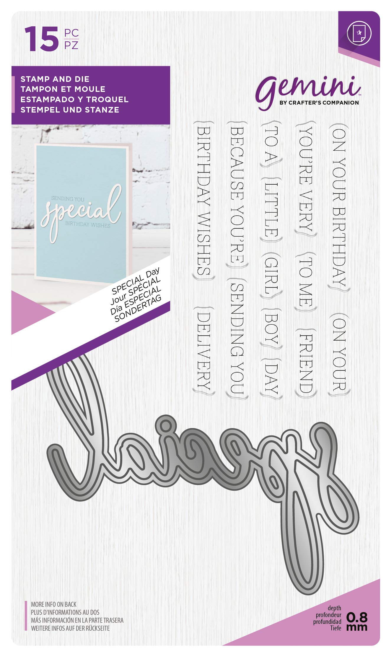 Crafter's Companion Gemini Fancy Font Stamp & Die Set-Special Day, Nylon/A, One Size