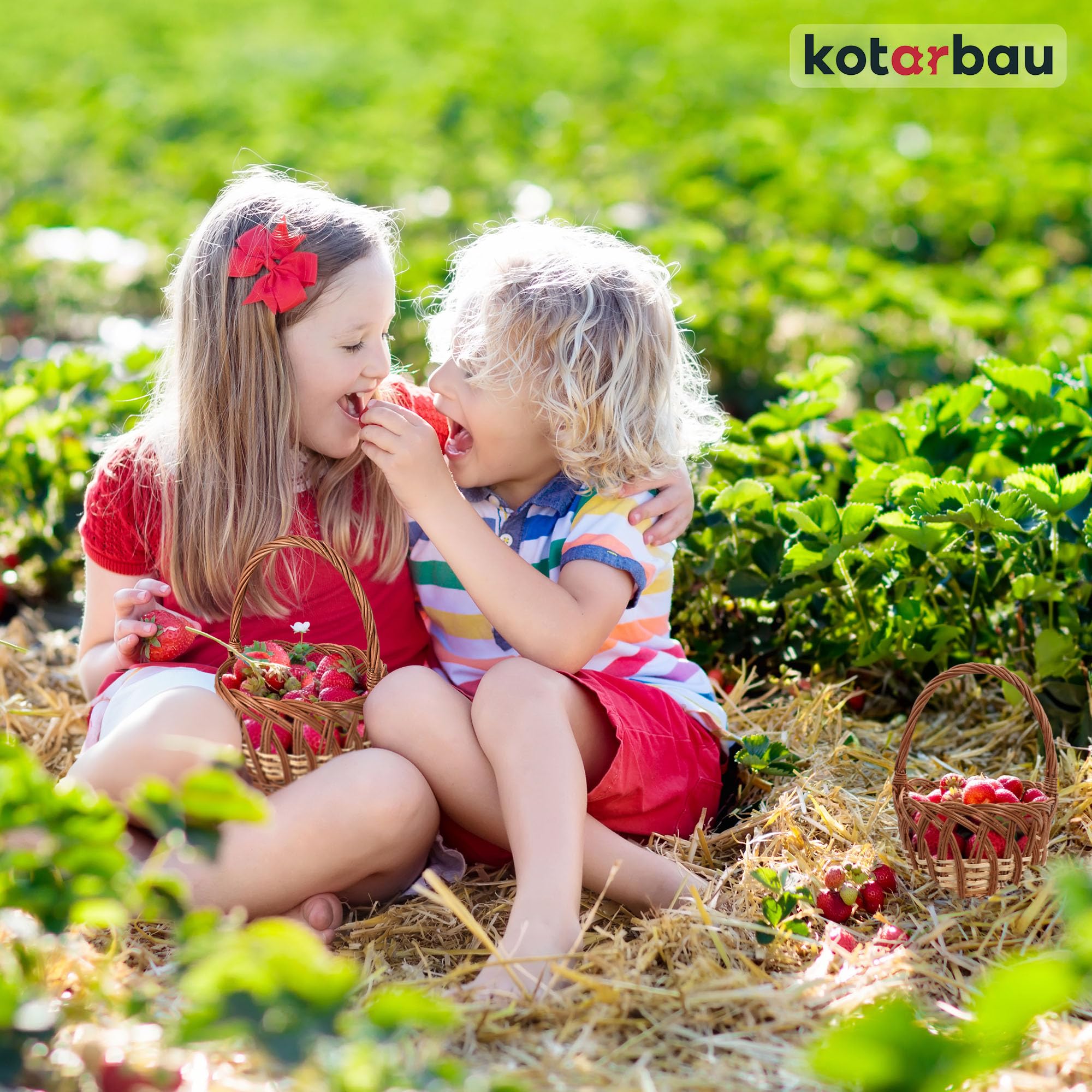 KOTARBAU Cestino per la spesa in vimini rotondo marrone naturale 250 x 170 mm con manico intrecciato in vimini per lo shopping e per picnic | Cesto decorativo per bambini