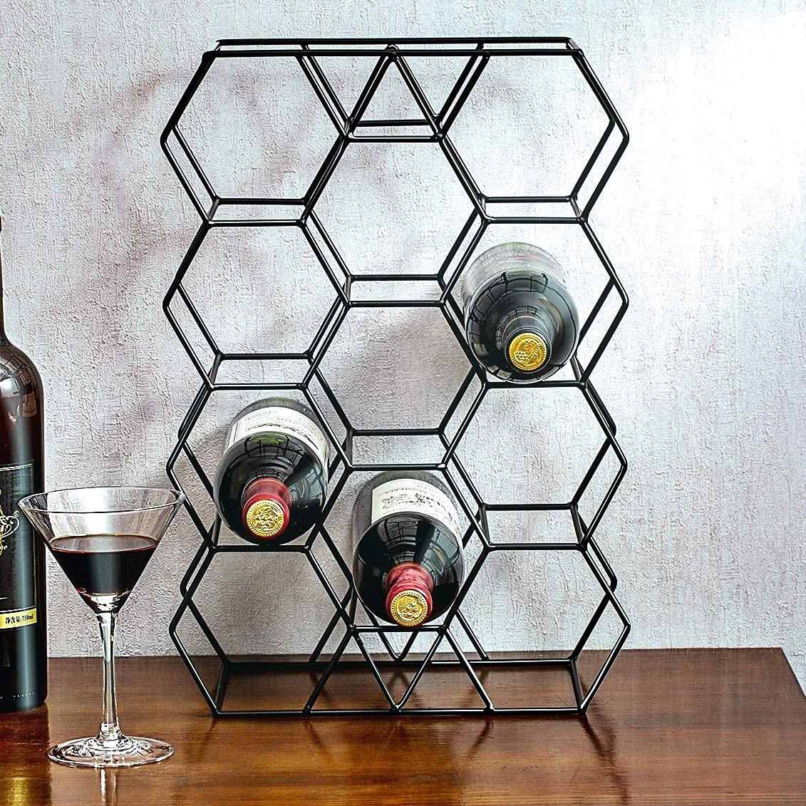 SparkWorks 11-Bottle Tabletop Freestanding Wine Rack Black
