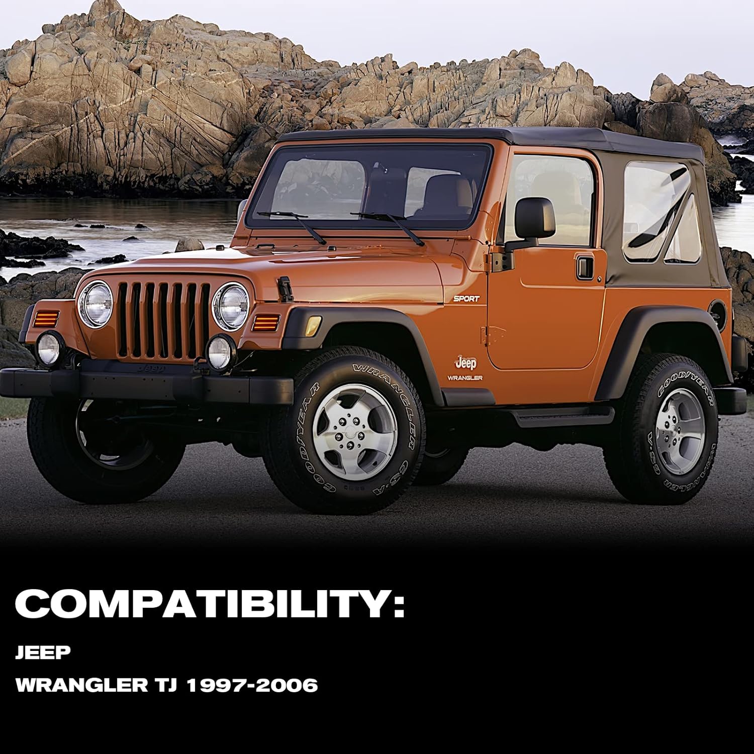 Gempro Led Sequential Front Turn Signal Lights White DRL for 1997-2006 Jeep Wrangler TJ Smoked Len