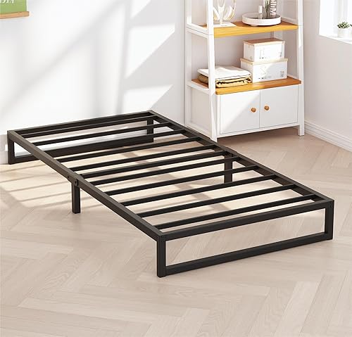Miniatura 28 de Base de cama Cal King de 10 pulgadas, base de colchón de plataforma de metal resistente con soporte de listones de acero, no necesita somier, fácil