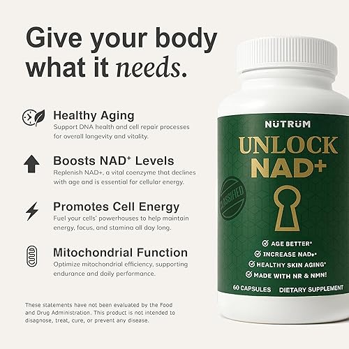 Miniatura 2 de Desbloquea el suplemento de soporte NAD+ de triple vía NAD+ con NMN + NR  Respaldado por la ciencia, probado por terceros, sin OMG, fabricado en