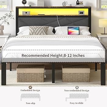 Amazon.com: ChicZhiNest Queen Bed Frame with LED Headboard
