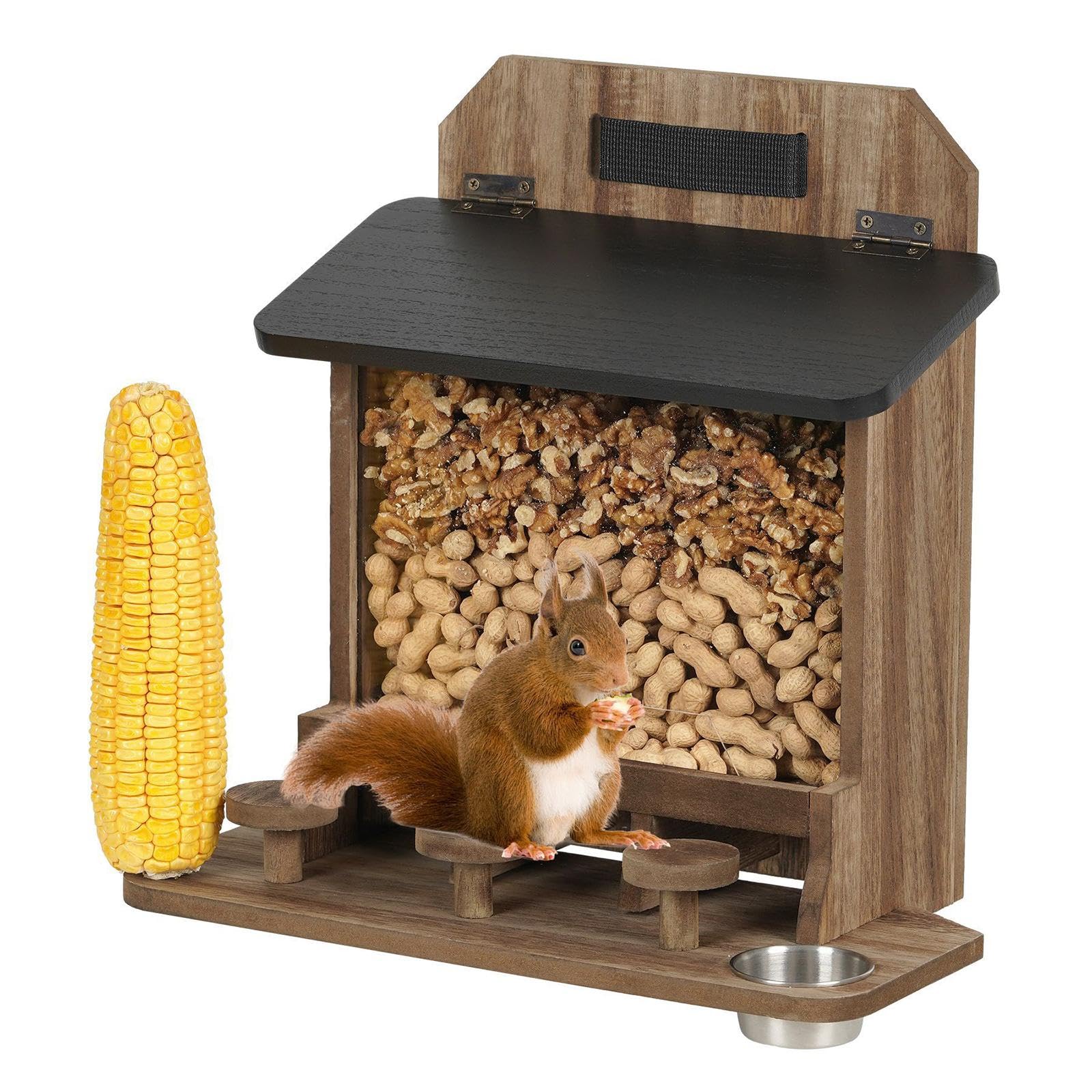 Mangiatoia per scoiattoli, mangiatoia Decorativa per scoiattoli, Robusta, Facile da riempire, con Coperchio apribile per Alberi e Cortile