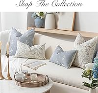 Vista 5 de Fundas de almohada decorativas florales de 18 x 18 pulgadas, juego de 2, fundas de almohada de estilo rústico costero azul para sofá, sillón y sala