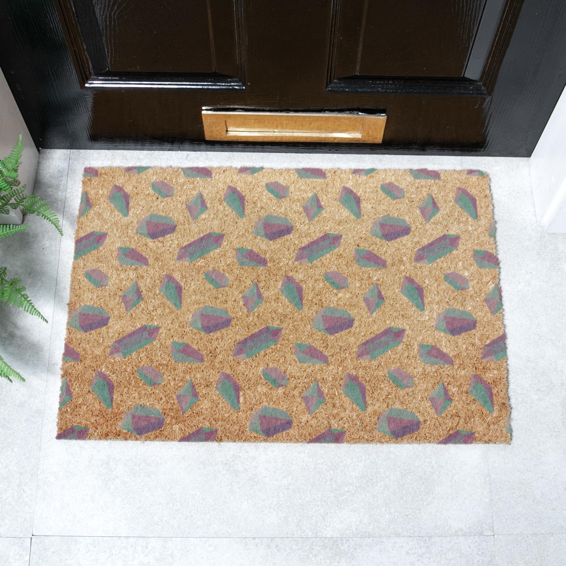 Artsy Mats - Crystal Pattern Coir Doormat - Made from Tufted Coconut Fibre - Non-Slip Natural Rubber Backed Doormats Indoor - Heavy Duty, Decorative OutDoormats, (60x40cm) โ image 1