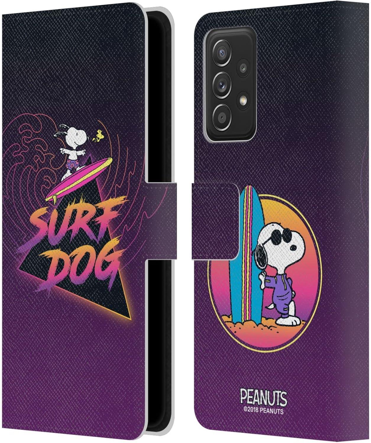 Head Case Designs Officially Licensed Peanuts Surf Dog Snoopy Aloha Disco Leather Wallet Case Compatible with Samsung Galaxy A53 5G (2022)