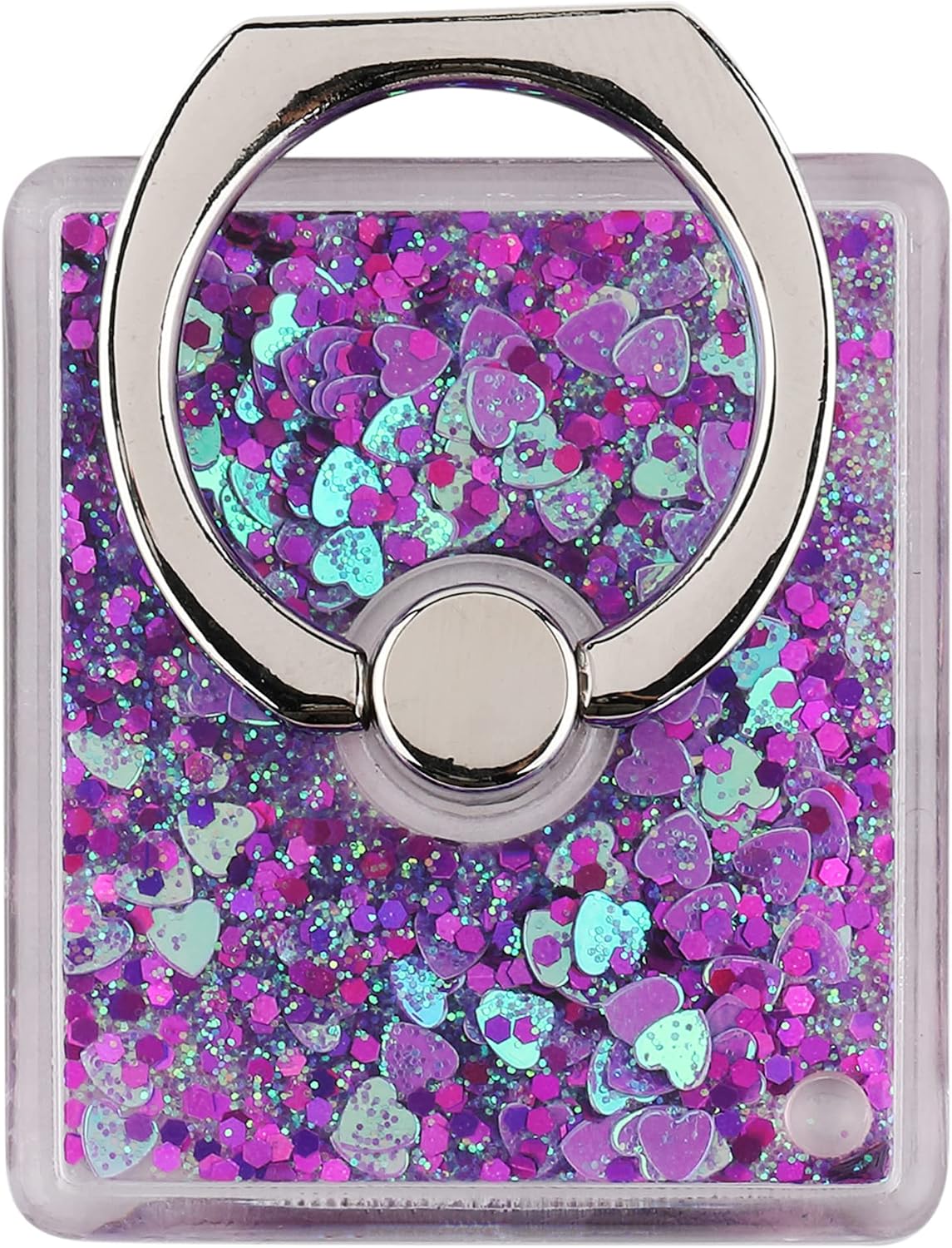 LAX Gadgets Cell Phone Ring Holder - Finger Ring for Phone Case - 360° Rotation Secure Back Grip, Stand, Holder for All Smartphones Including iPhone & Android Phone - Glitter Purple