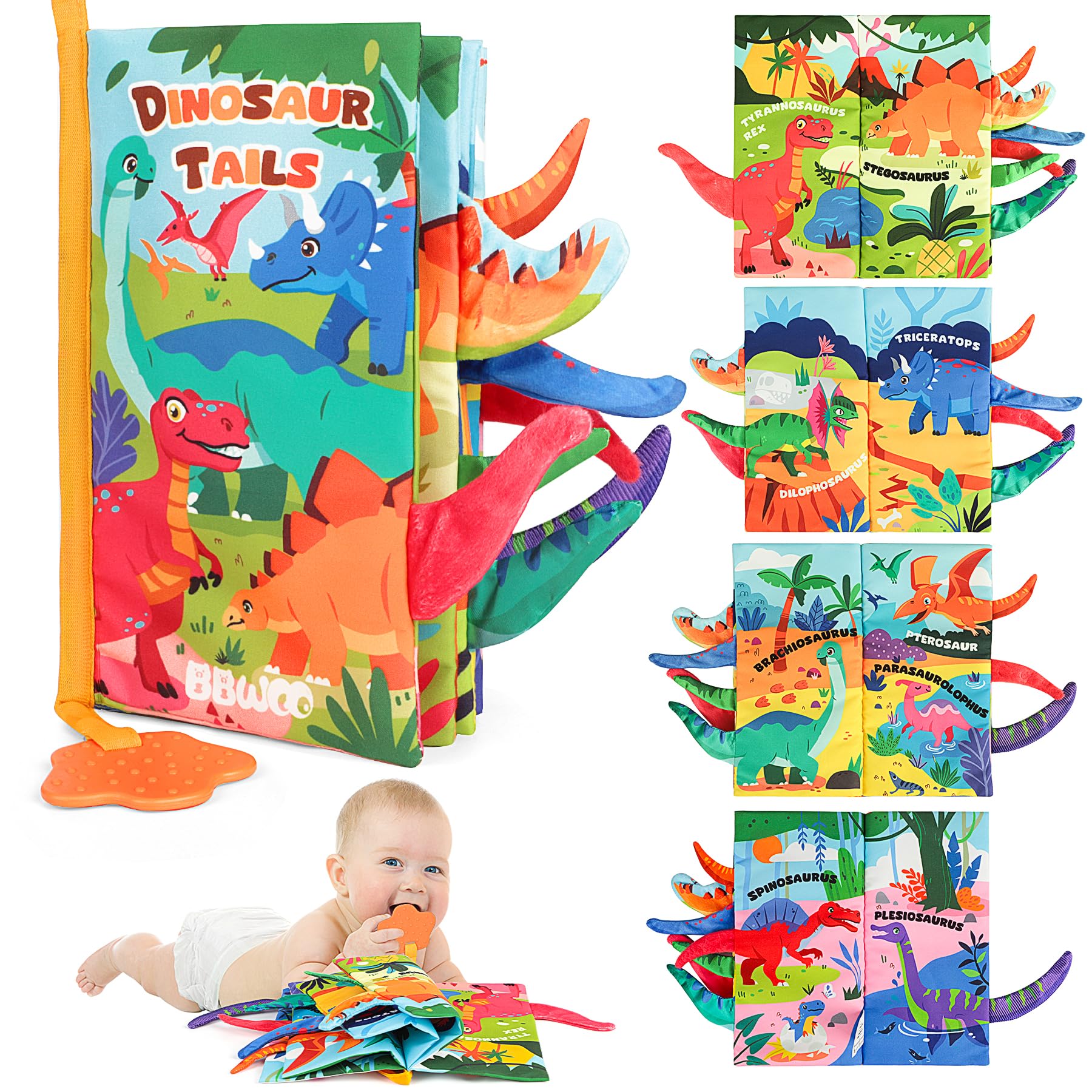 BBWOO Soft Baby Book - Baby Toy - Newborn Boys Girls Shower Gift - Tummy Time Toy for Infant 0-6 6-12 Months - Touch and Feel Sensory Crinkle Book