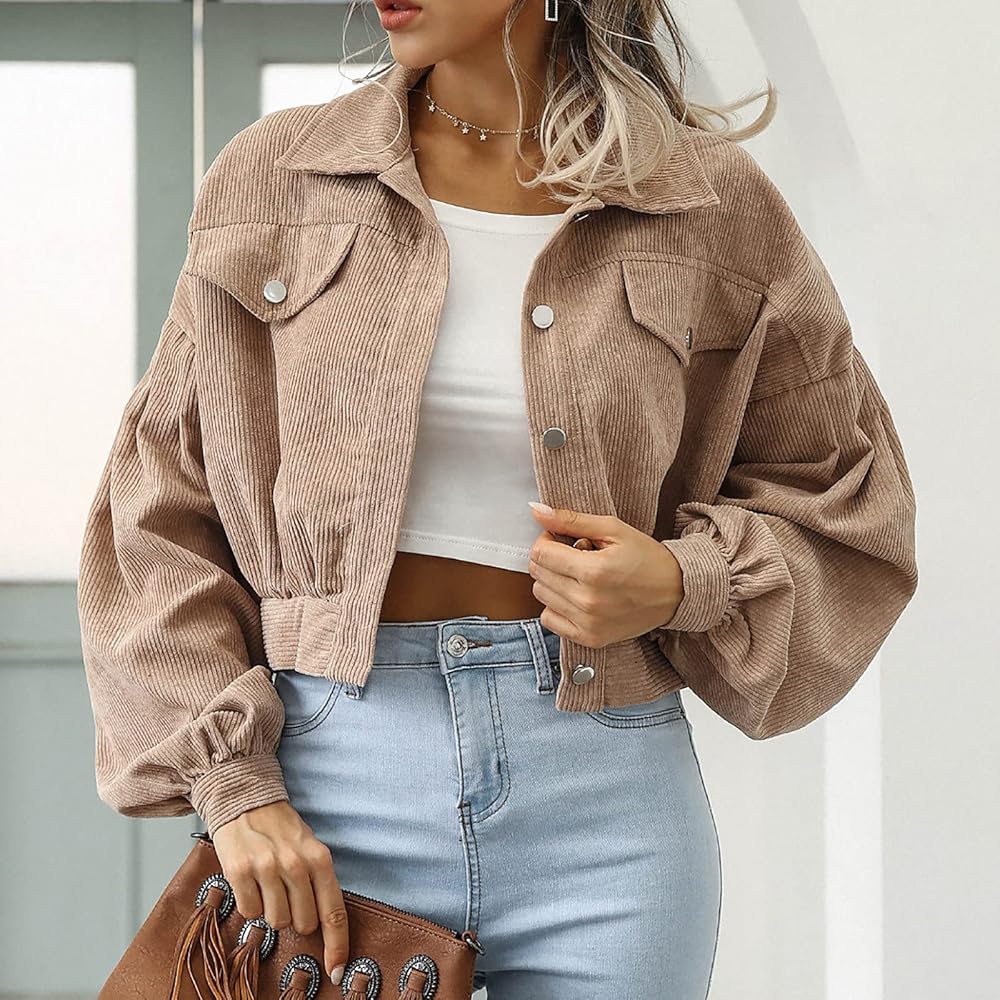 Amazon.com: tuduoms Crop Tops for Women Corduroy Jacket