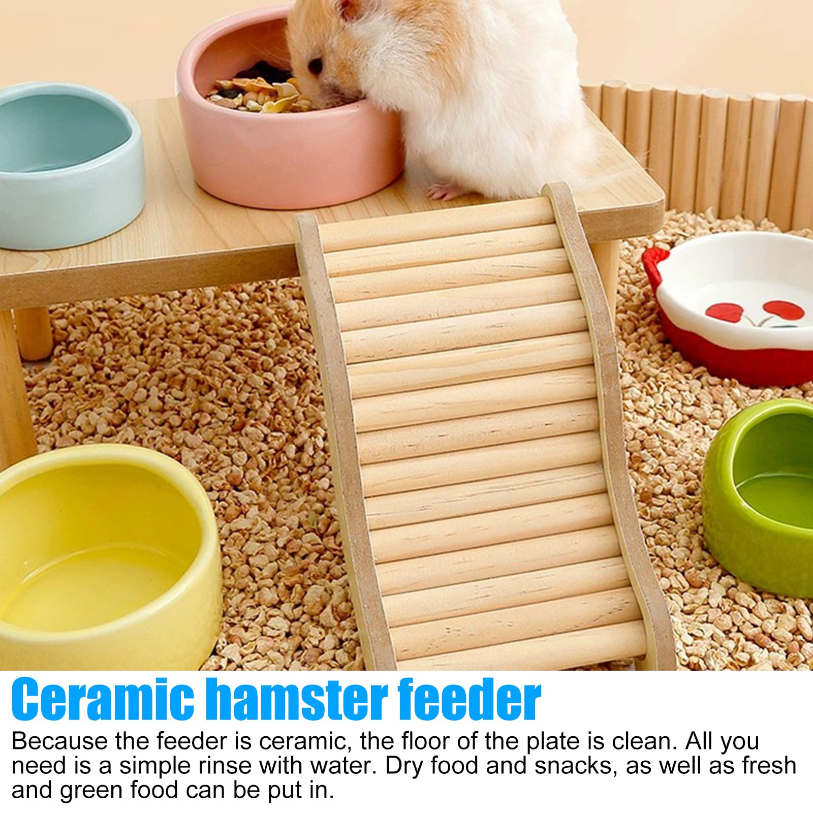 HOMURY Lot de 4 bols en céramique pour petits animaux - Gamelles anti-morsure pour hamsters et cochons d'Inde