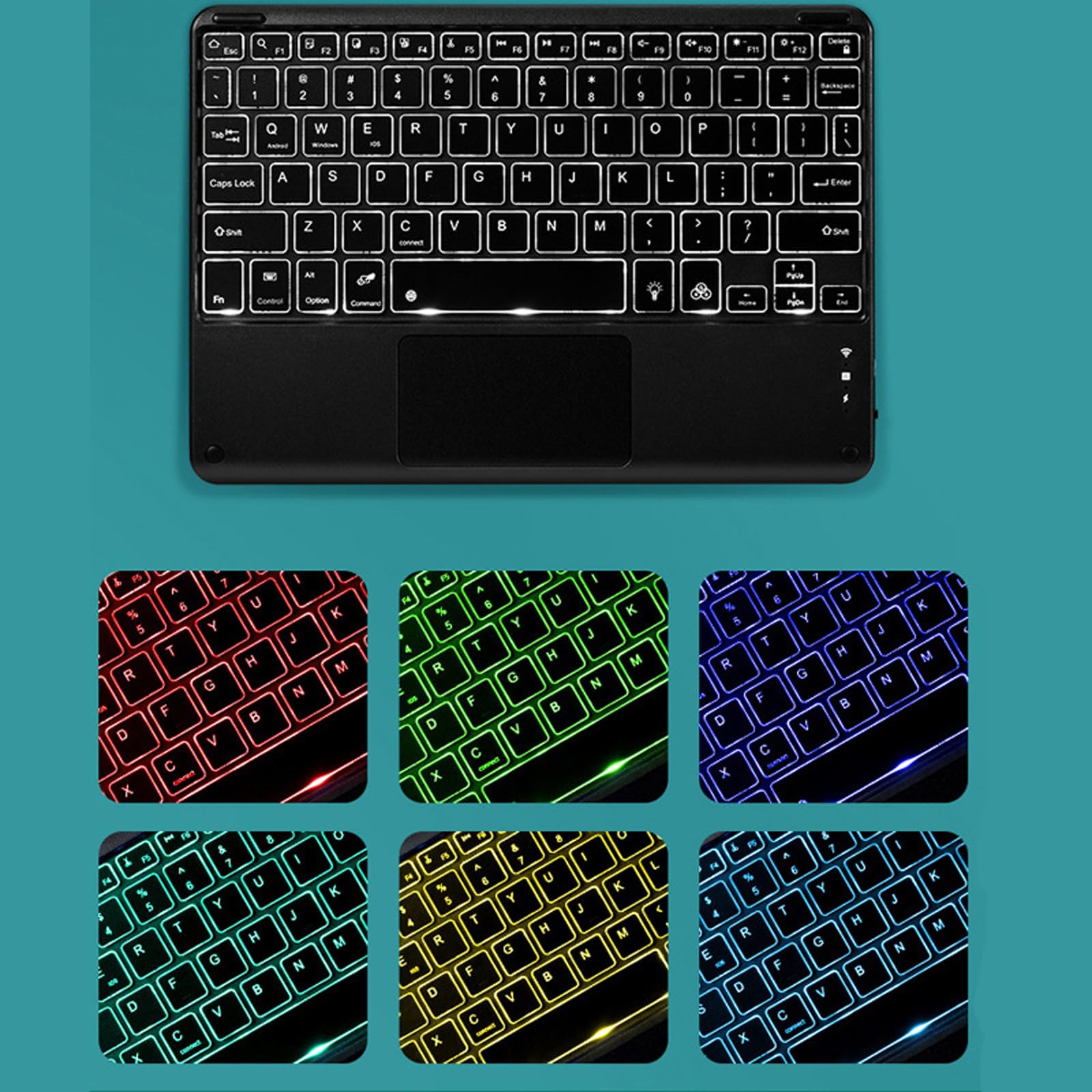 Klawiatura Case dla Xiaomi pad 6s pro 12,4 cala 2024,Odłączana bezprzewodowa klawiatura Bluetooth Touchpad 7 kolorów podświetlenia z uchwytem na ołówek myszy Pokrowiec ochronny,Pink
