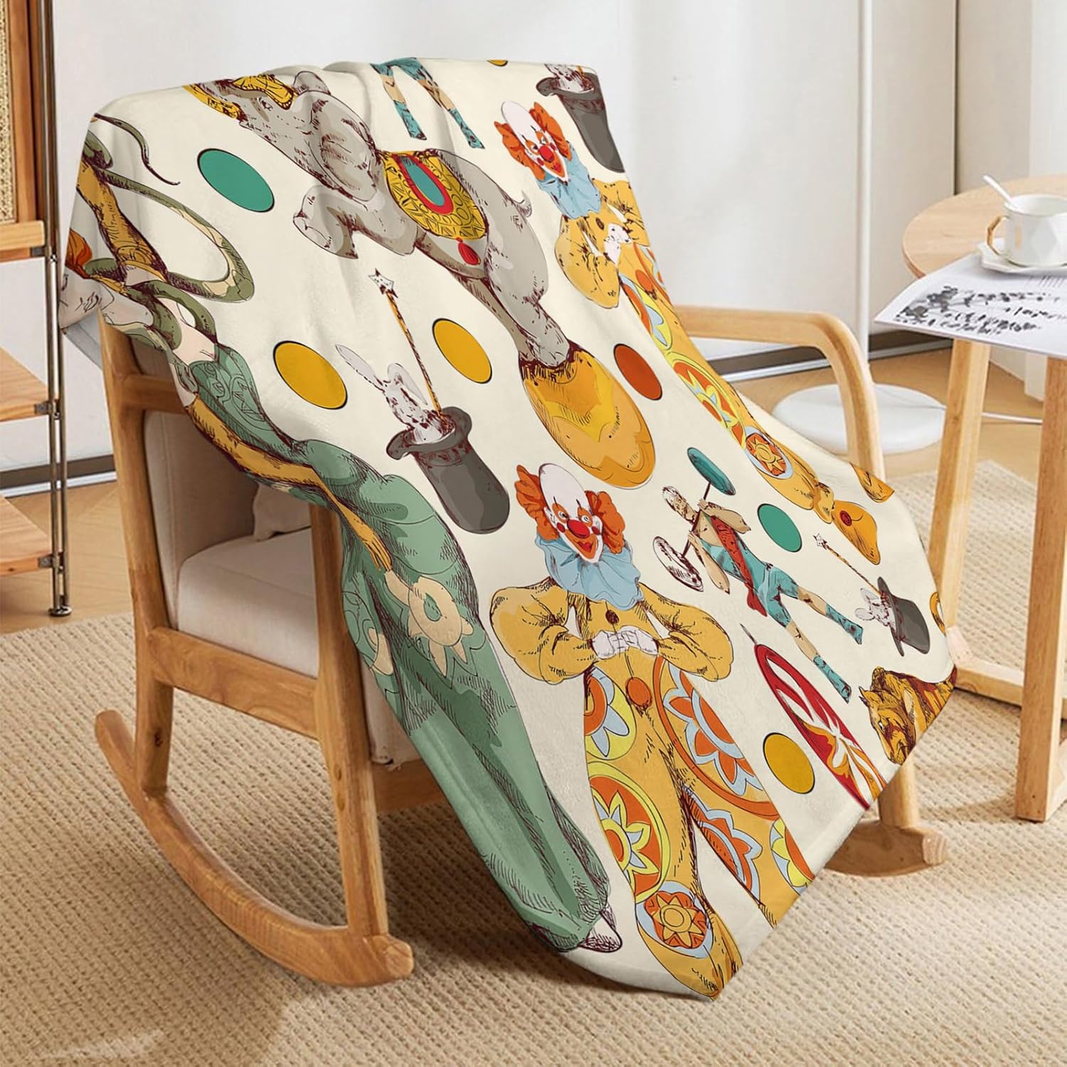 Throw Blanket 40x50 Inch,Circus Vintage Elephant Clown Cozy Soft Lightweight Fuzzy Flannel Blanket Suitable for Couch Bed Sofa Living Room in All Seasons - Image 7