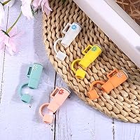 Vista 2 de AIERSA 5 tapas de popote para copa Stanley, cubierta de popote de silicona compatible con vaso Stanley de 30 y 40 onzas con asa, mini tapas de punta