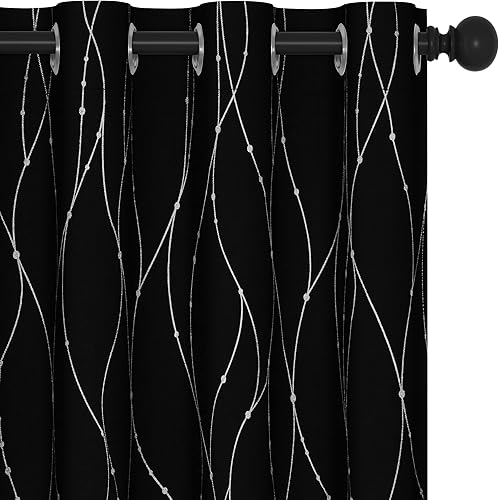 Miniatura 2 de Deconovo Cortinas opacas negras para sala de estar, cortinas de 84 pulgadas de largo (52 x 84 pulgadas, 2 paneles), paquete de cortinas opacas con