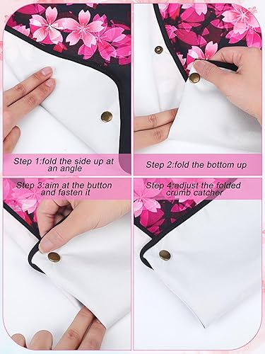 Miniatura 5 de Eurzom Paquete de 6 baberos para adultos para mujeres y hombres mayores, baberos reutilizables para adultos para comer con recogedor de migas