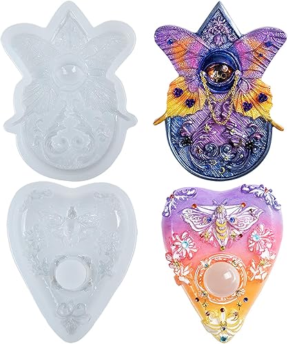 Miniatura 1 de FUNSHOWCASE Oculus Planchette Silicona Resina Moldes Mariposa y Polillas para Epoxy Casting, arcilla Polímero Proyecto Artesanal 2 en Set 5.3